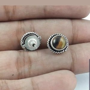 Tigers eye sterling silver posts